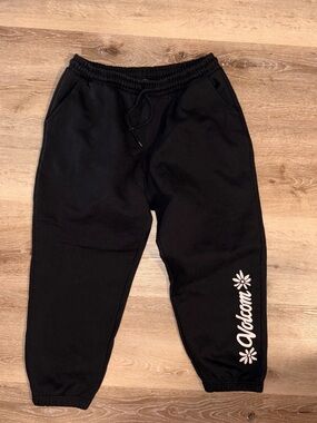 Volcom Black Joggers with White Floral Logo